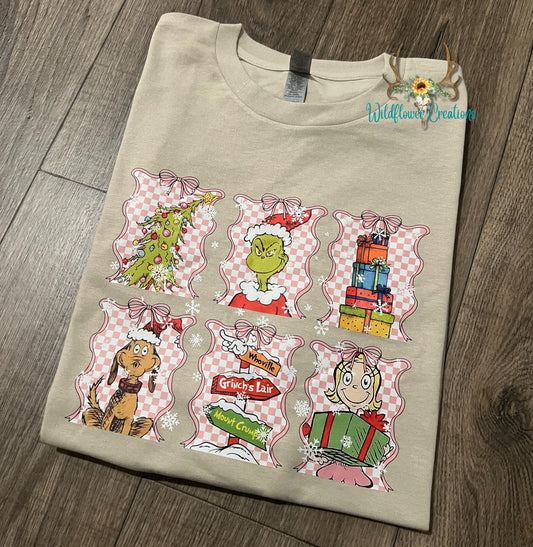 Pink Checkered Christmas shirt (Large)