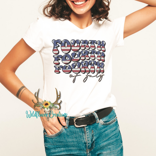 Fourth of July with flag tee