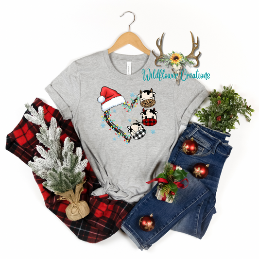 Christmas cow heart tee