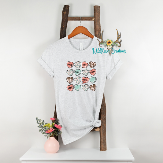 Western Conversation Hearts tee