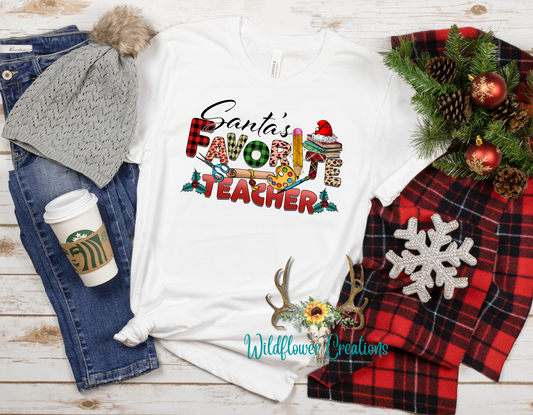 Santa’s favorite teacher tee