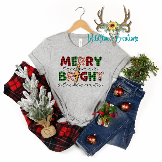 Merry teacher, Bright students tee